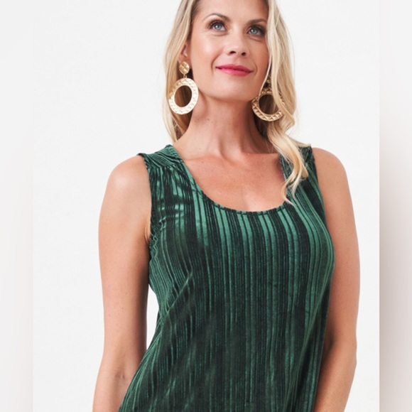 NWT Cleo Green Velvet Scoop Neck Swing Sleeveless Dress XL - Picture 4 of 6
